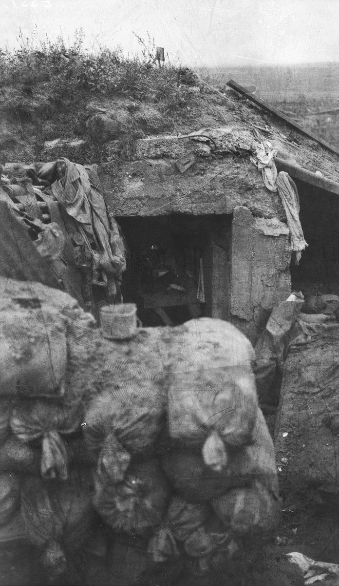  A German shelter at Messines captured by the New Zealanders, July 1917.